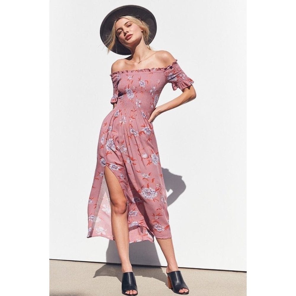 Kimchi Blue Off The Shoulder Floral Midi Dress - L